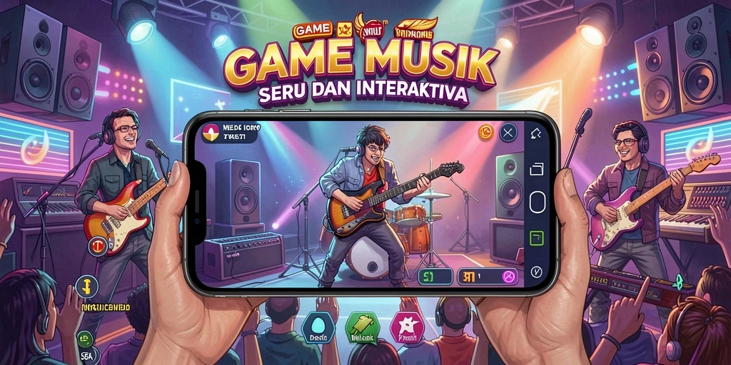 Tampilan gameplay menarik dari game Music 2757 dengan berbagai lagu.