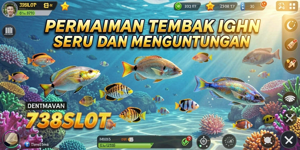 Tampilan gameplay seru 738SLOT saat menangkap ikan.