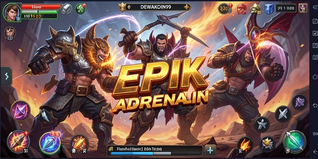 Gameplay DEWAKOIN99 yang seru dengan pertarungan mendebarkan.
