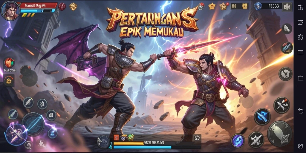 Tampilan gameplay FB333 dengan pertarungan seru dan karakter menarik.