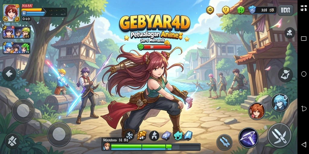 Screenshot menampilkan karakter anime dalam aksi seru di GEBYAR4D.