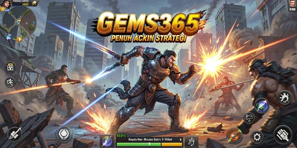 Gameplay GEMS365 menampilkan pertarungan karakter yang dinamis dan seru.