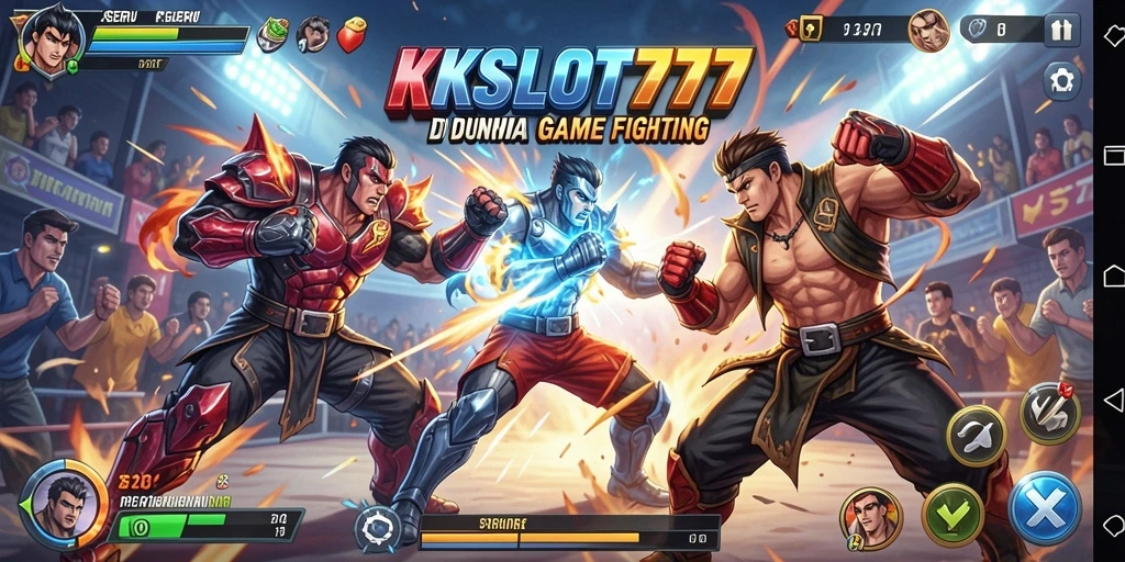 Gameplay KKSLOT777 menunjukkan aksi pertarungan yang intens dan seru.