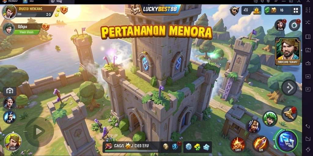 Tampilan gameplay LUCKYBEST88 yang menarik dalam pertempuran Tower Defense.