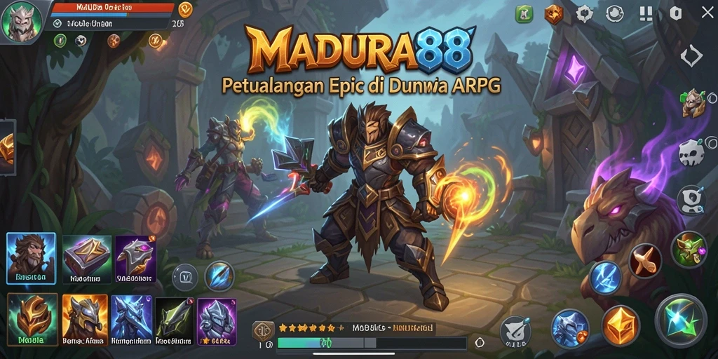 Screenshot utama MADURA88 menampilkan gameplay ARPG yang penuh aksi.