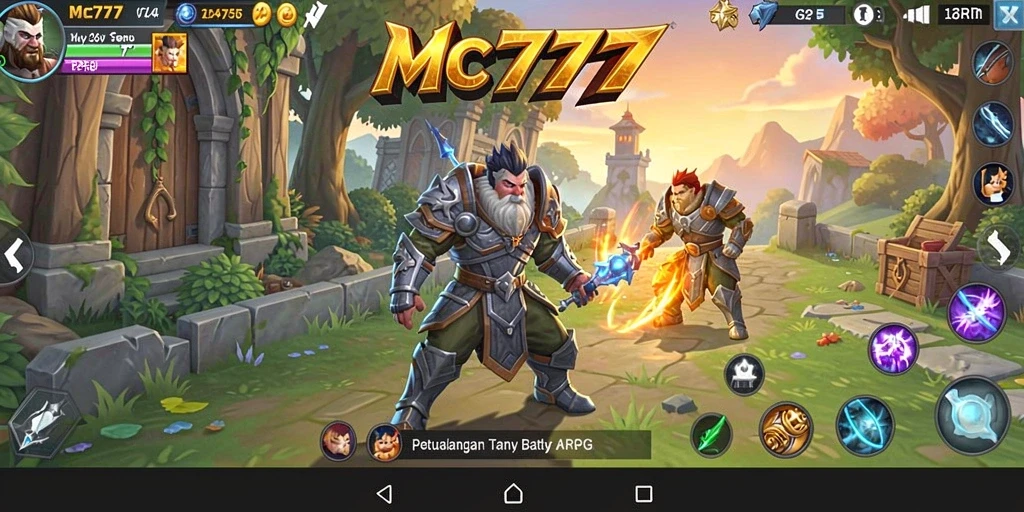 Screenshot menunjukkan aksi seru dalam gameplay ARPG MC777.