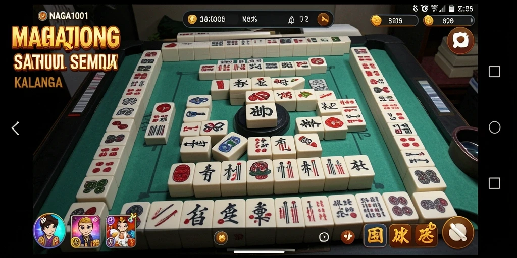 Screenshot NAGA1001 menampilkan gameplay Mahjong yang menarik dan grafis berkualitas tinggi.
