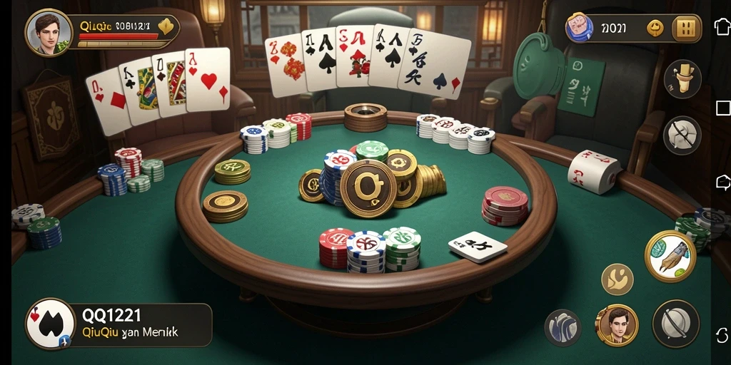 Tangkapan layar QQ1221 yang menampilkan gameplay seru QiuQiu.