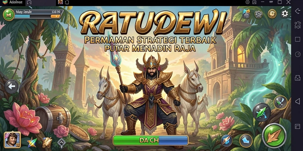 Tangkapan layar utama RATUDEWI menampilkan pertempuran strategis yang menegangkan.