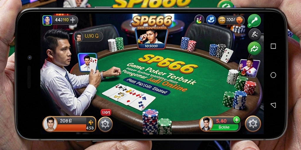 Screenshot gameplay SP666 menampilkan aksi seru di meja poker.
