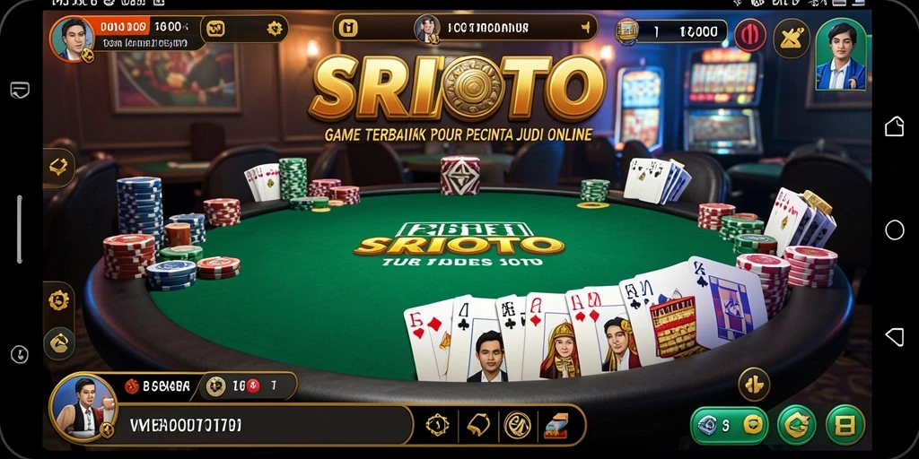 Tampilan gameplay poker di SRITOTO dengan pemain yang berkumpul dan berkompetisi.