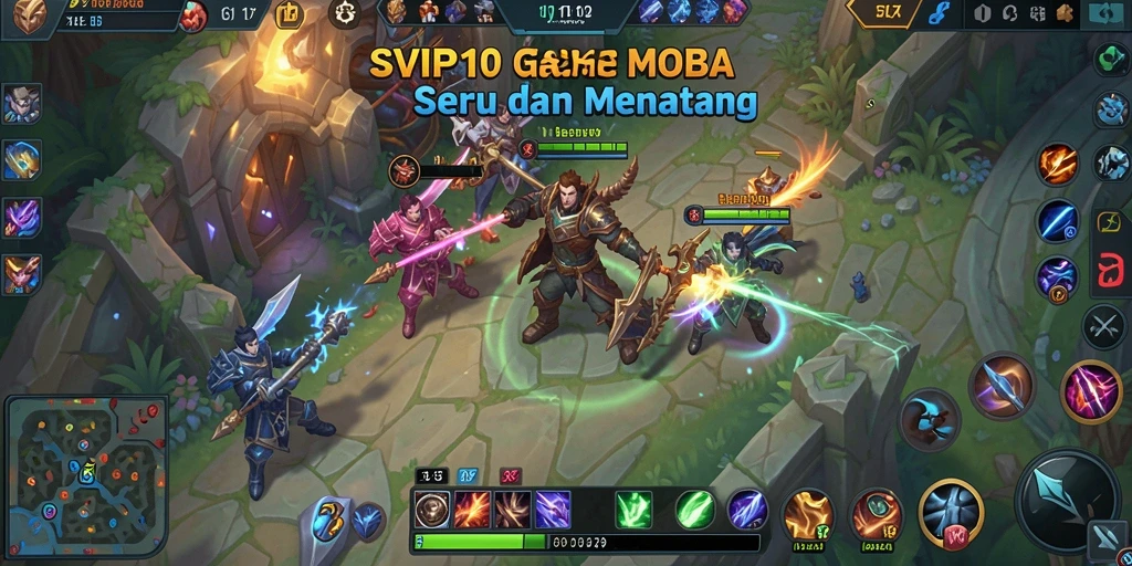 Tangkapan layar gameplay SVIP10 yang penuh aksi dan strategi MOBA.