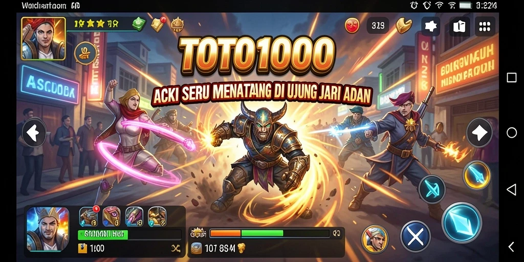 Tampilan aksi seru dalam gameplay TOTO1000 yang menantang.