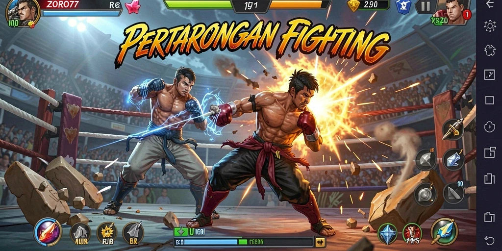 Gameplay seru ZORO77 dengan pertarungan mendebarkan.